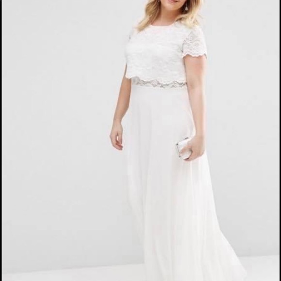 ASOS Curve Bridal Wedding Dress Lace Cropped 90s - Picture 1 of 4